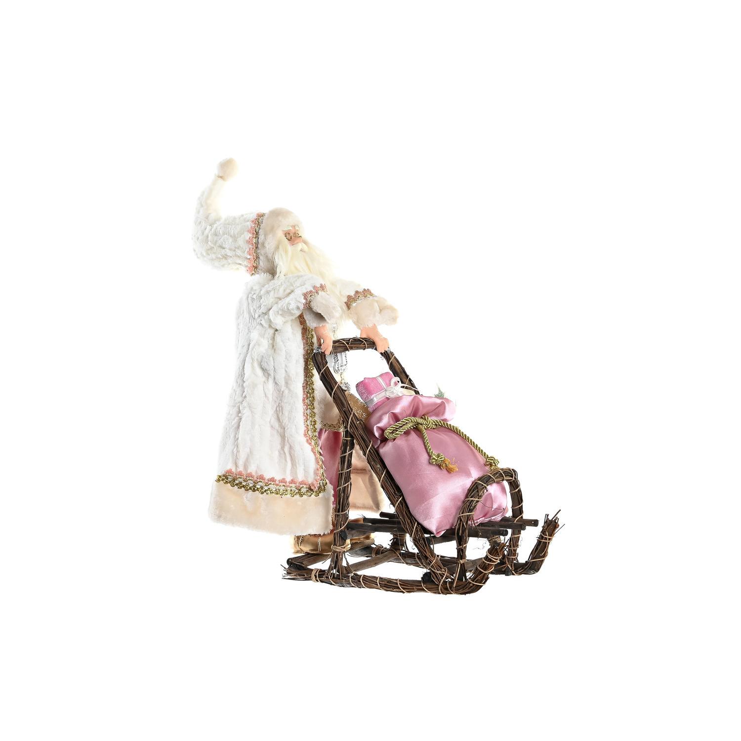Figura Poliester Madera 42X22X50 Trineo Rosa, Decoracióna de navidad para todos los hogares, Navidad Fantasia