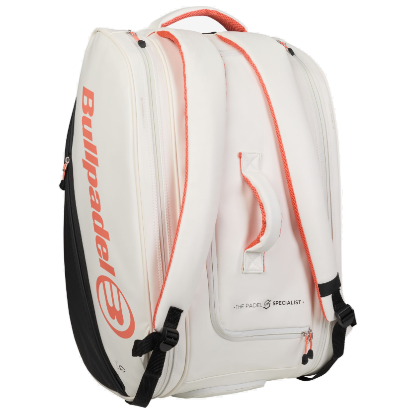 Paletero Bullpadel Élite Color Blanco y Negro - Paletero Gemma Triay - Paletero de Gran Capacidad - 4 palas, Zapatillas y Ropa - Hecho de Polipiel - Mochila Padel