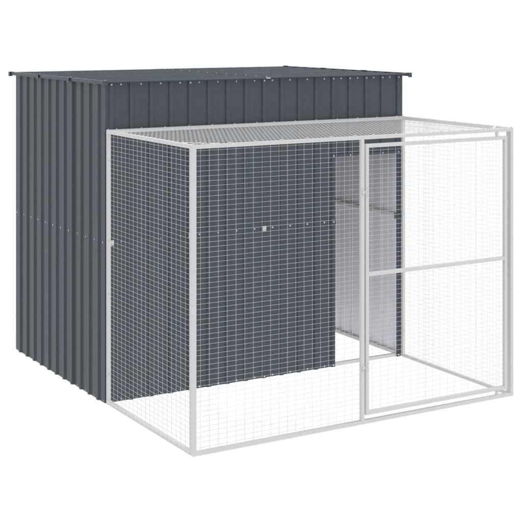 vidaXL Caseta Perros con Corral Casa Jaula Perrera Acero Galvanizado Color Antracita,  Gris claro, y mas