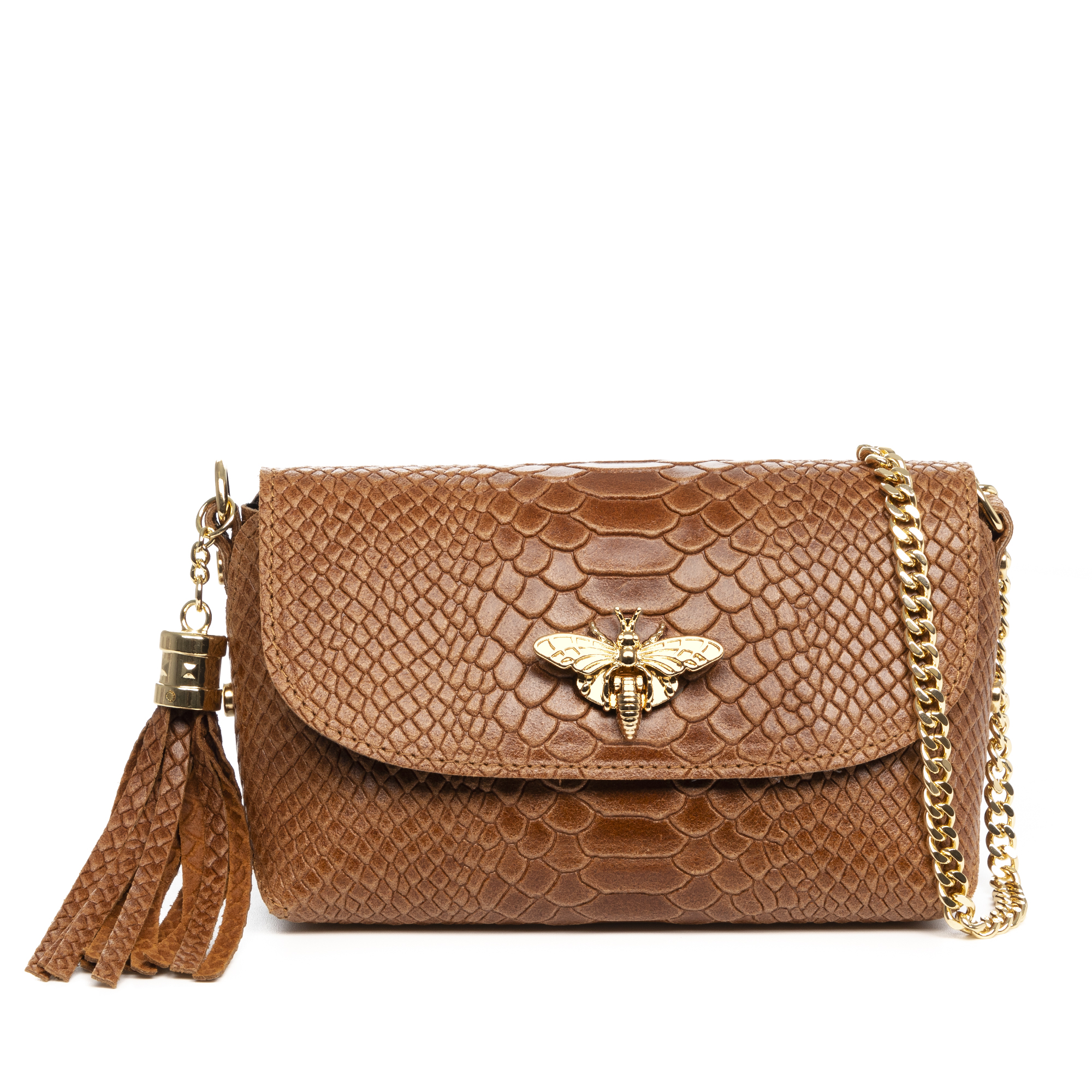 Firenze Artegiani. Amblar bolso bandolera mujer. Piel auténtica Gamuza grabado serpiente. Made in Italy. Vera Pelle Italiana.