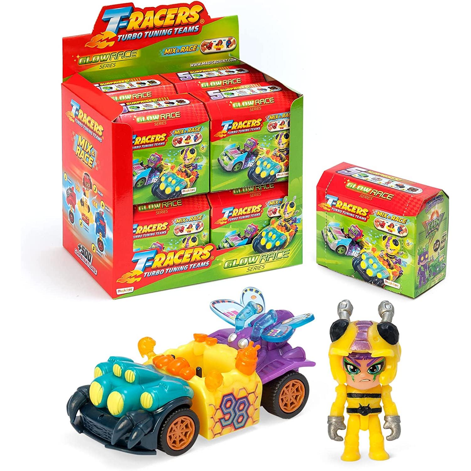 Tracer T-RACERS Serie Glow Race - Colección Completa de Coches y Pilotos Sorpresa