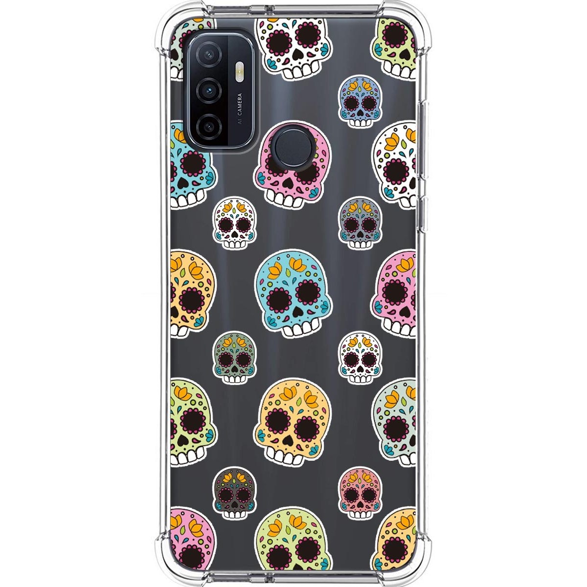 Tumundosmartphone Funda Silicona Antigolpes para Oppo A53 / A53s diseño Catrina Dibujos