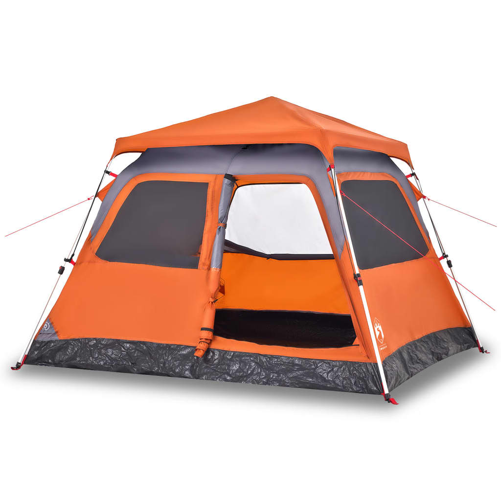 vidaXL Tienda de campaña iglú 4 personas apertura rápida gris/naranja