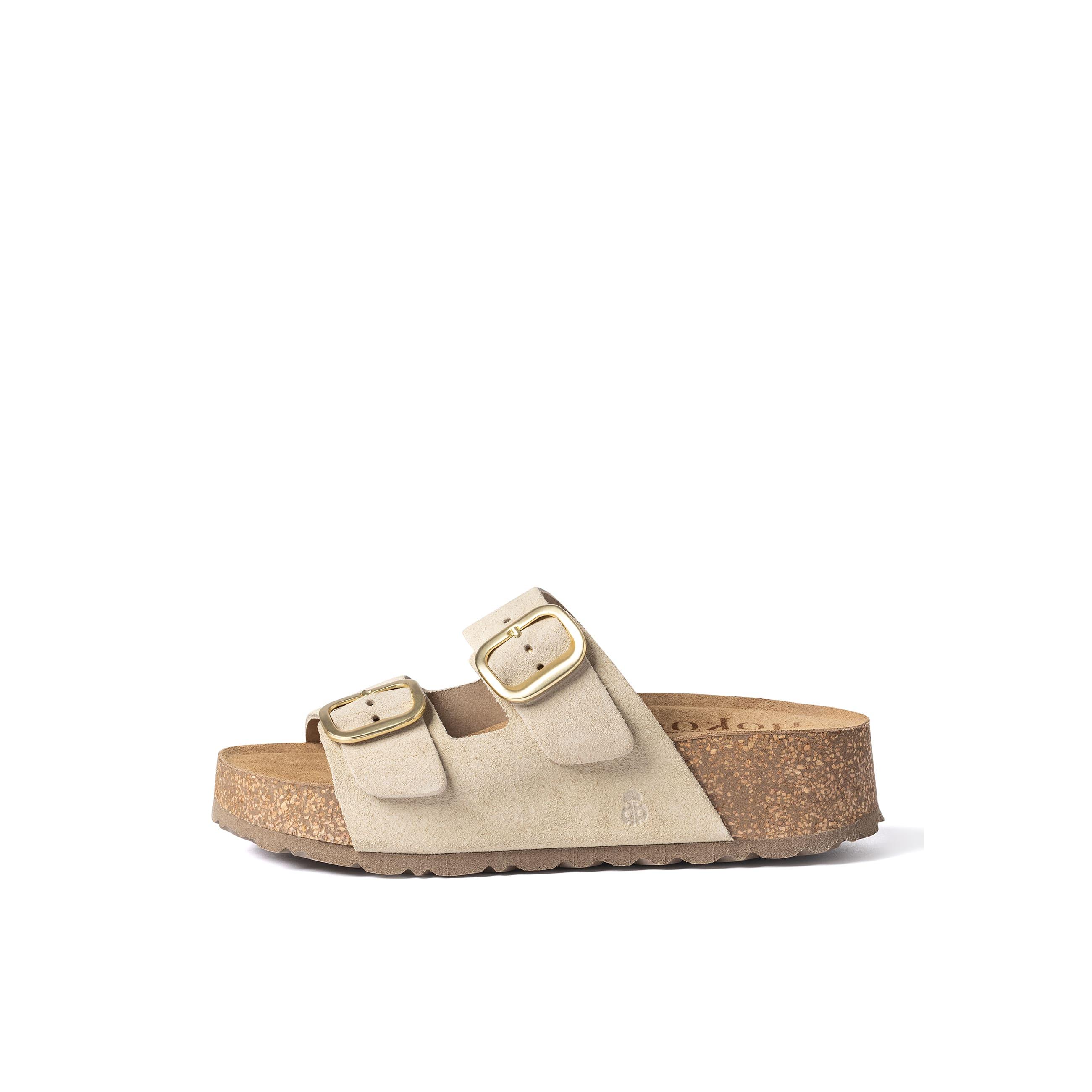 YOKONO Sandalia plataforma WIWI-003 BEIGE | Zapatos mujer Primavera-Verano | Piel vacuna  Serraje | 3 CM