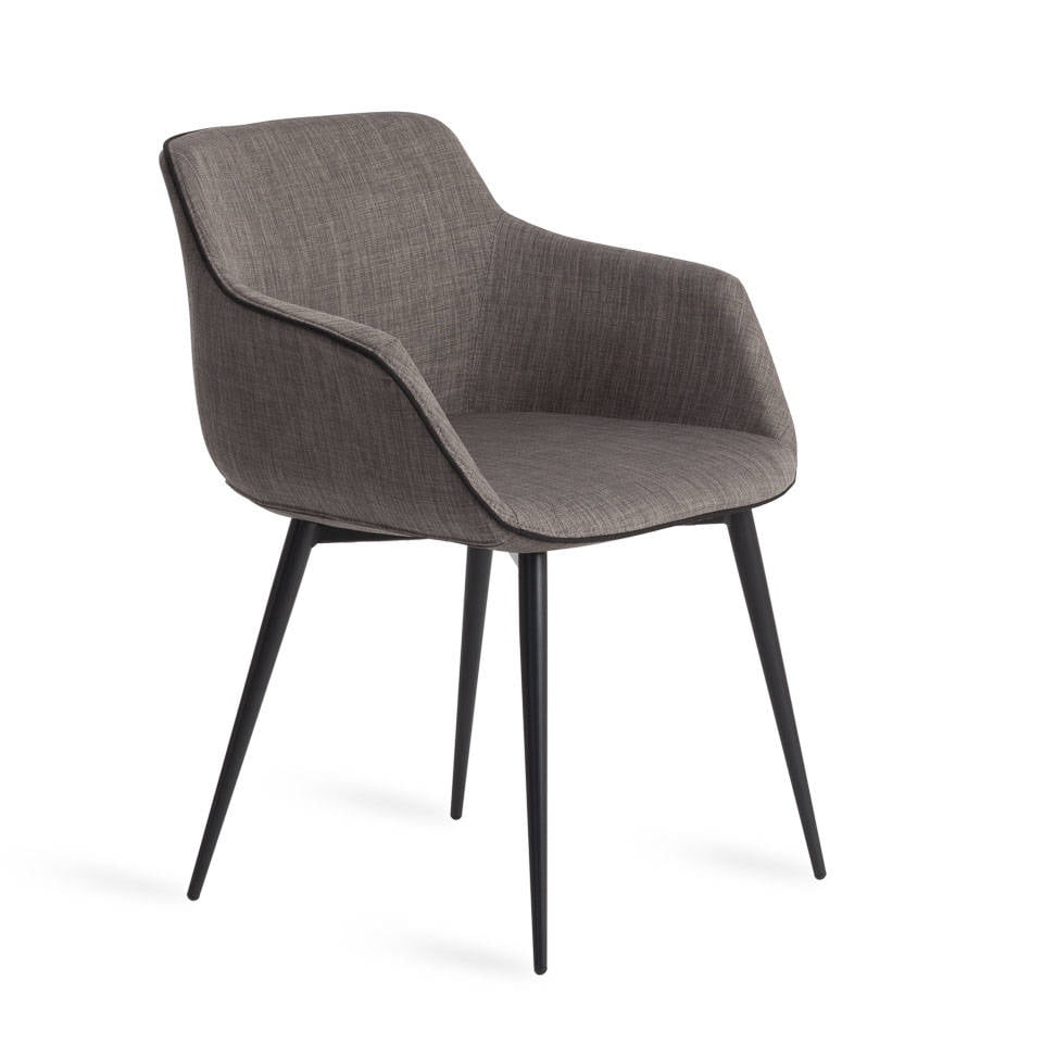 ANGEL CERDÁ 4005C Sillón comedor gris y ribetes negros , Gris  Negro , Tela , 60 x 59 x 77 cm.
