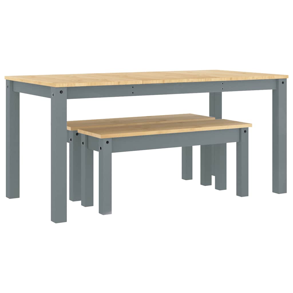 vidaXL Juego de comedor Panama 3 pzas madera maciza de pino gris