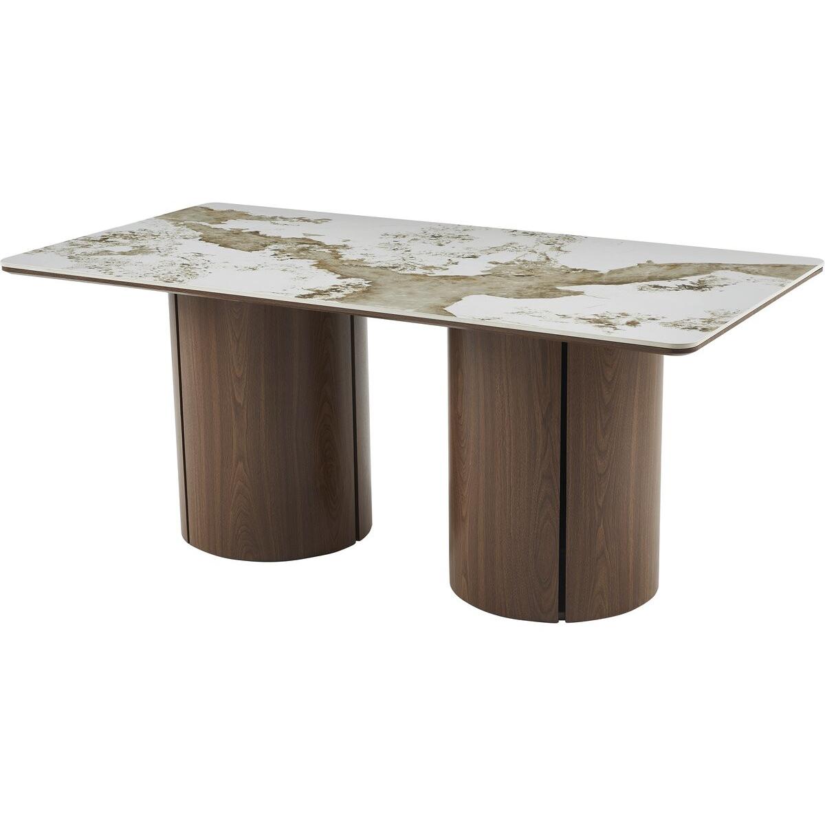 Habitat y Jardin - Mesa de comedor rectangular de cerámica Pendora "Milano" - 6 plazas - Marrón