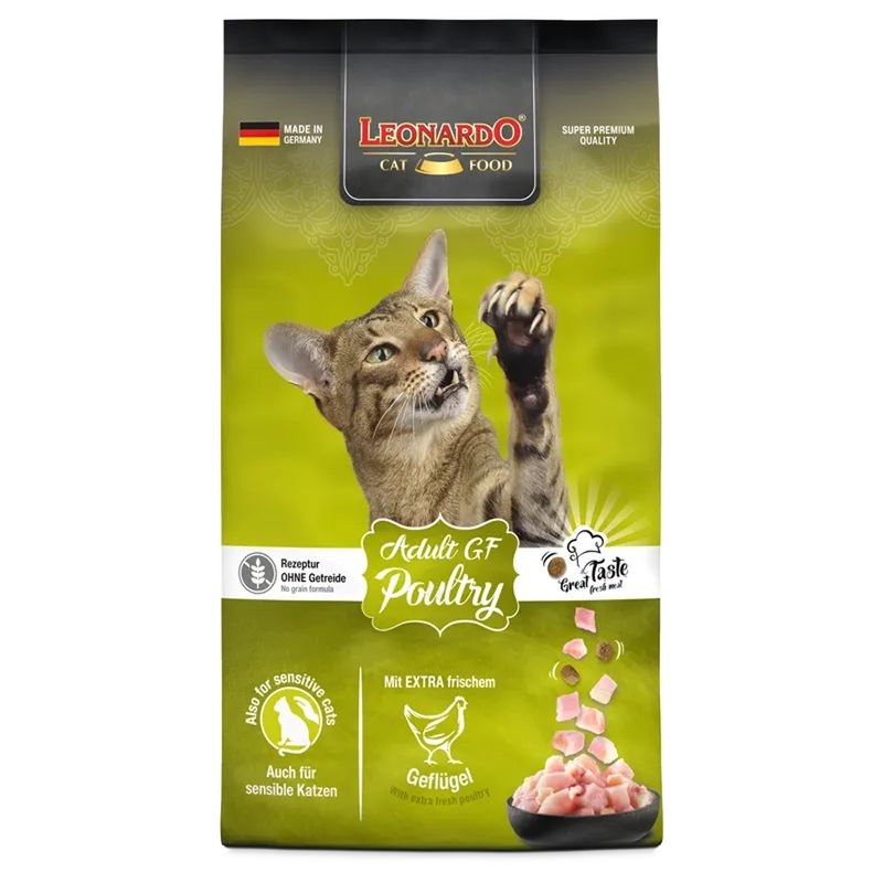 Leonardo Adult Grain Free con Ave Fresca - Alimento Natural sin Cereales para Gatos Adultos_ Fórmula Rica en Proteínas_ Ideal para Gatos Sensibles