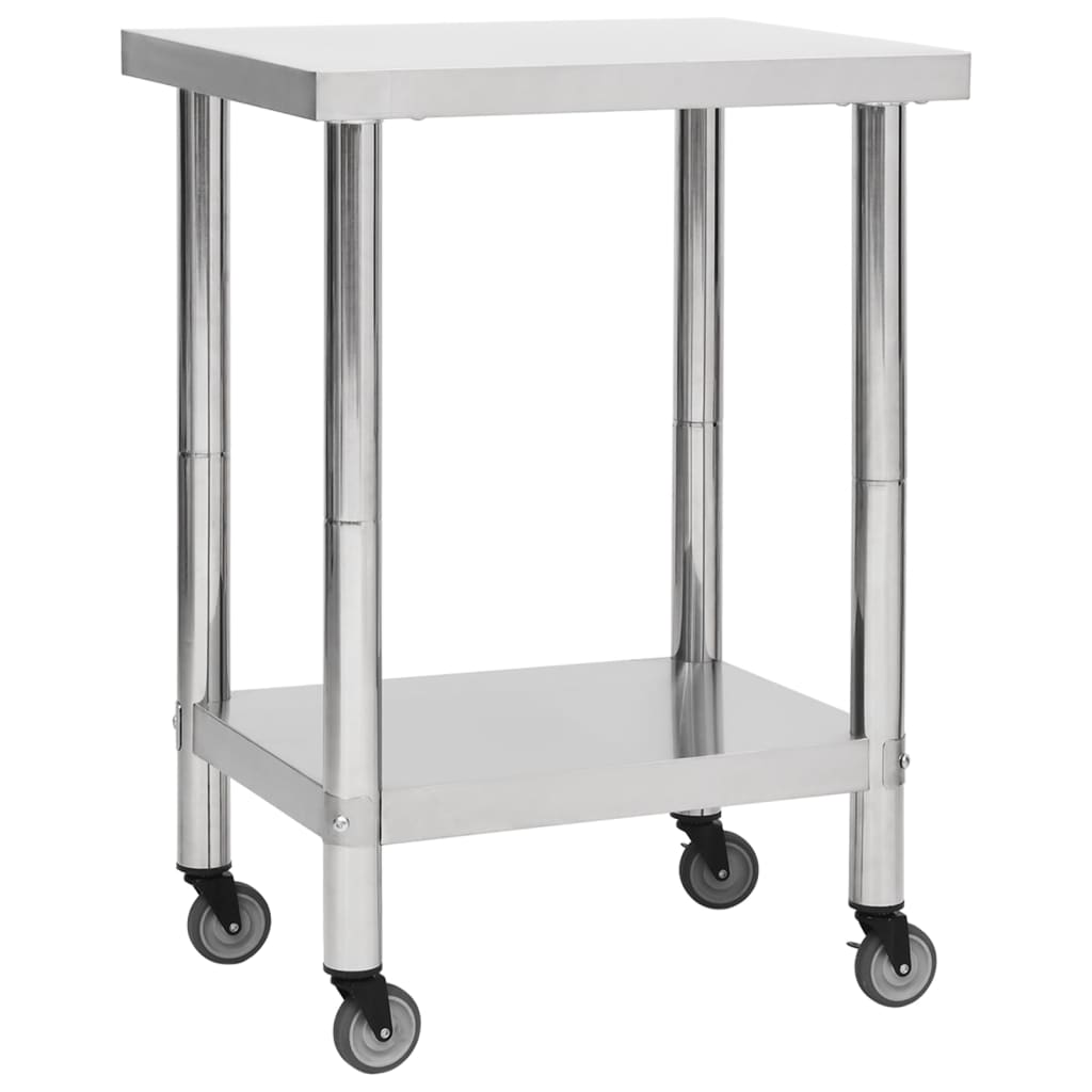 vidaXL Mesa de Trabajo para Cocina con Ruedas Acero Inox Comida Dimensiones 60 x 30 x 85 cm,  80 x 30 x 85 cm,  100 x 30 x 85 cm y mas