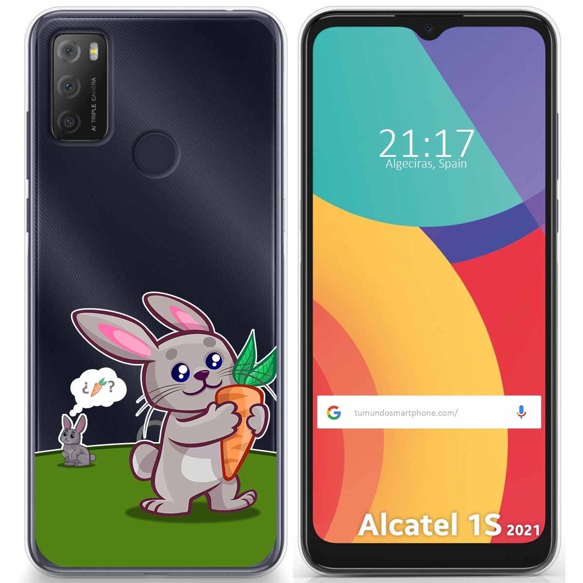 Tumundosmartphone Funda Gel Transparente para Alcatel 1S 2021 / 3L 2021 diseño Conejo Dibujos