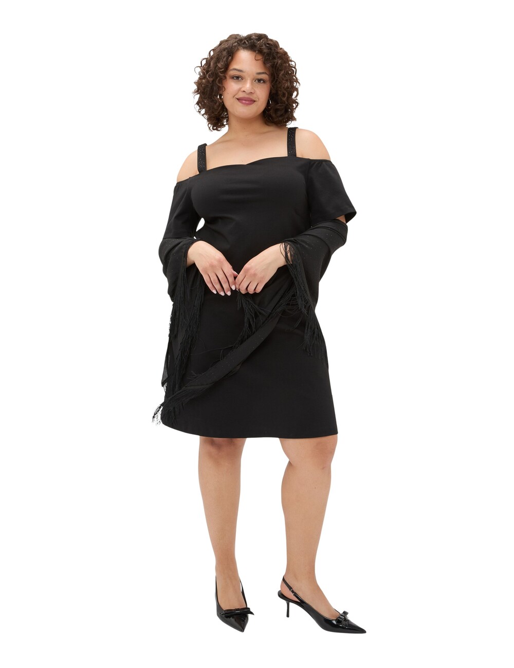 Fiorella Rubino - Vestido corto off-shoulder en punto Milano