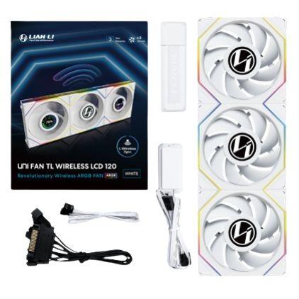 Lian Li - Ventiladores Uni Fan TL LCD Wireless de 120 mm en blanco con pantalla LCD circular de 1,6 pulgadas para monitorización en tiempo real de CPU y GPU