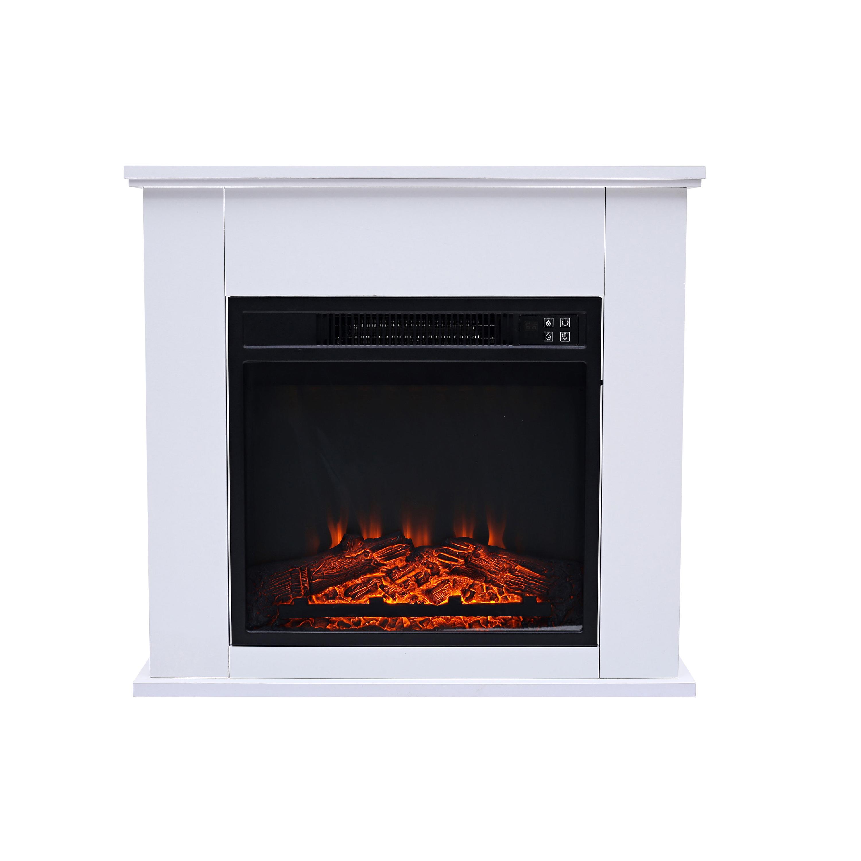 Chimenea eléctrica de suelo 2kW en acero lacado blanco con mando a distancia Purline CHE-610