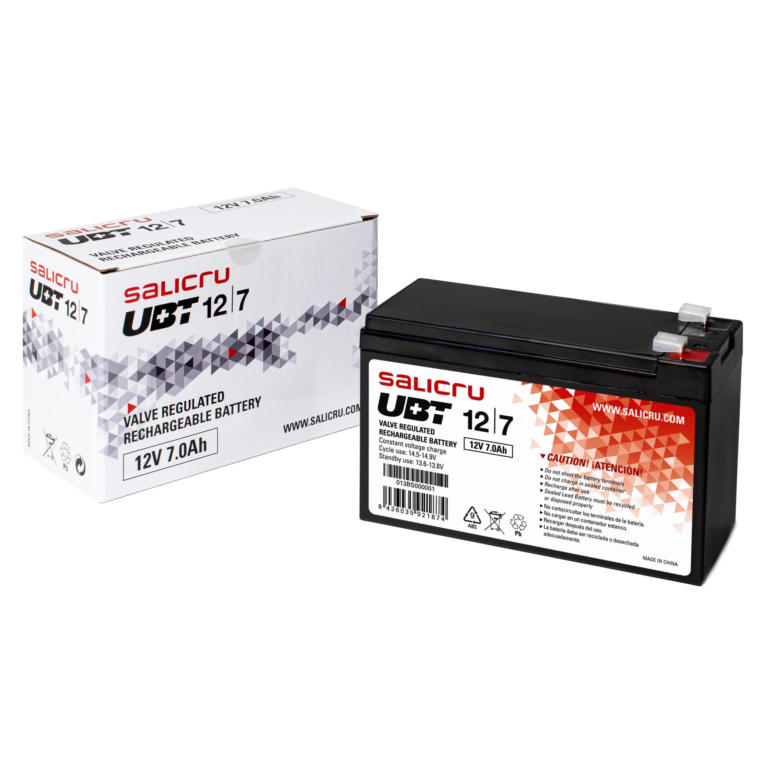 Salicru - Batería AGM para SAI/UPS modelo 013BS000001, 12 V 7 Ah, serie UBT, sellada hermética sin mantenimiento, ideal para sistemas críticos, iluminación de emergencia y comunicaciones