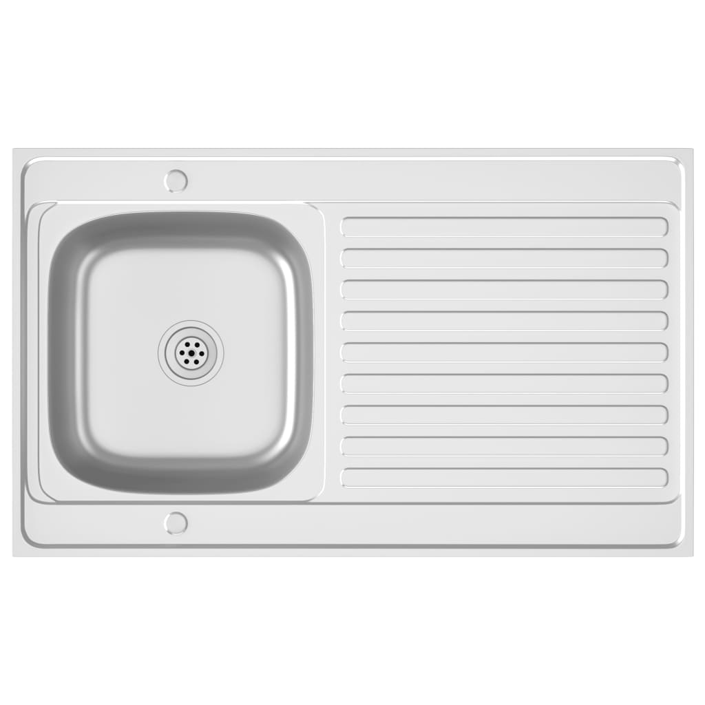 vidaXL Fregadero Escurridor Plateado Acero Inoxidable Lavabo Dimensiones 1000 x 500 x 155 mm, 1000 x 600 x 155 mm