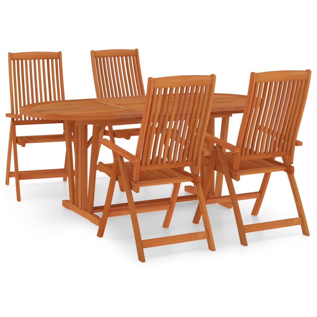 vidaXL Juego de comedor para jardín 5 pzas madera maciza de eucalipto