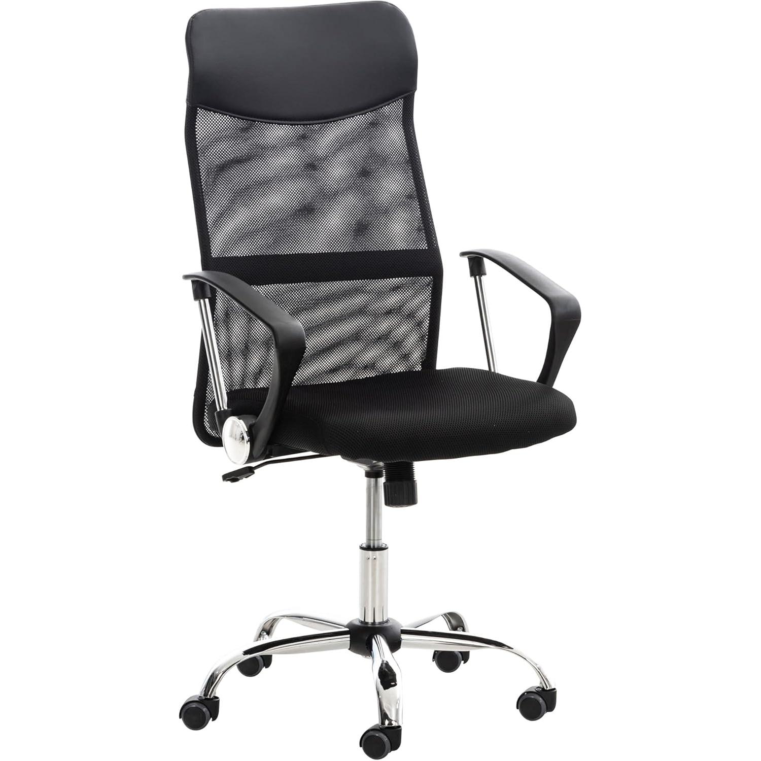 DASCK Silla Oficina Ergonómica Negra Respaldo Alto | Malla Transpirable Altura Ajustable