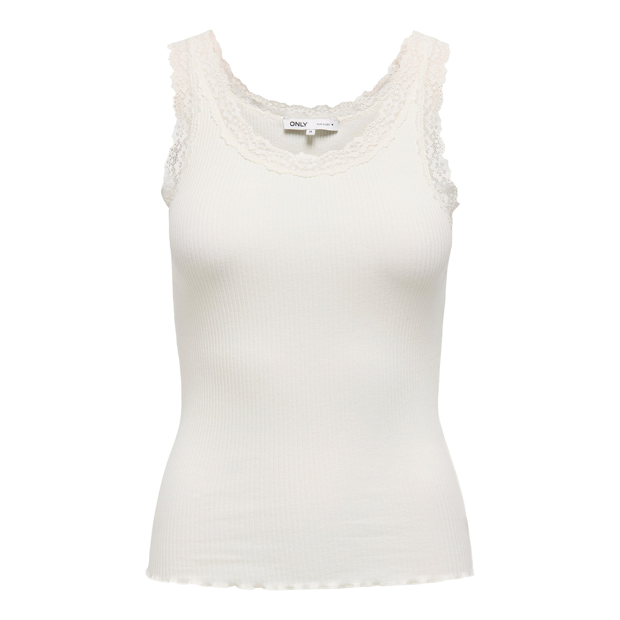 ONLY Top para mujer - ONLSARA SHARAI LIFEW TANK TOP, encaje, acanalado, cuello redondo, algodón ONLSARA SHARAI LIFEW TANK TOP,
