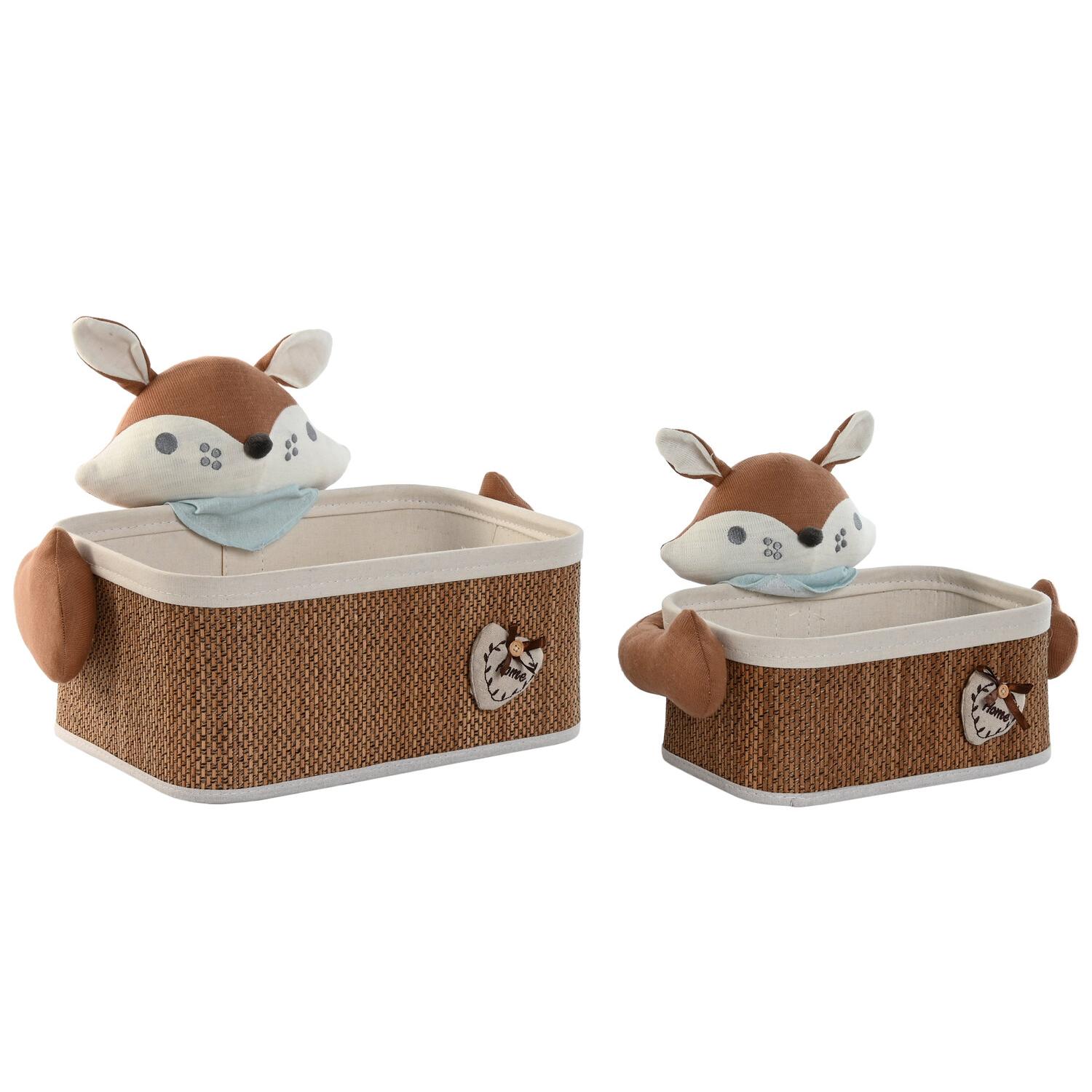 CESTA SET 2 FIBRA TRENZADA ALGODON 43X33X32,5 DC213248 - EL MEJOR COMPLEMENTO PARA TU HOGAR FIJALO