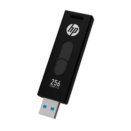 HP - Memoria USB HPFD911W-256 de 256 GB con velocidad USB 3.2 Gen 1 (hasta 410 MB/s lectura), diseño deslizable negro y plug-and-play para transferencias rápidas de archivos multimedia, copias de seguridad y proyectos pesados
