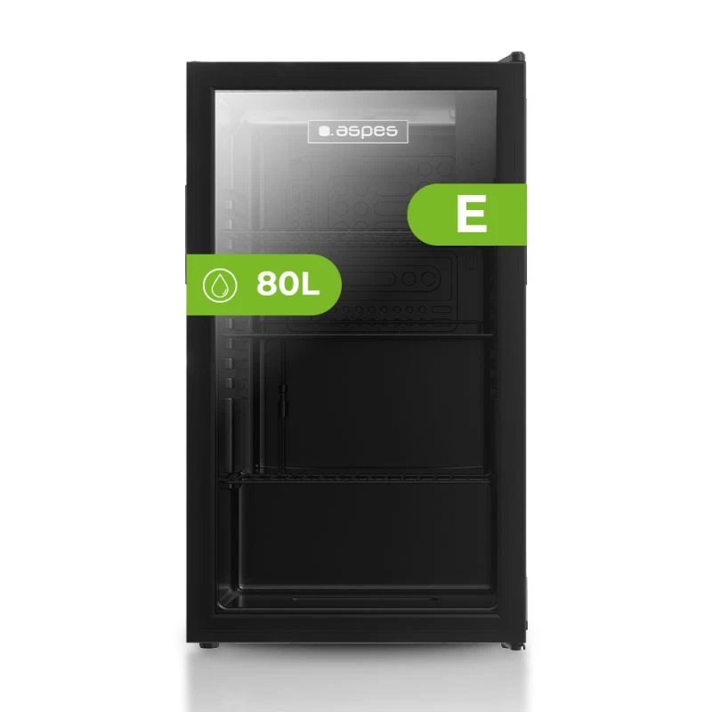 Frigorífico 1 Puerta Aspes ARH85500EN 127l Clase E Alto 84cm x 54cm Negro  | Sistema de frío Cíclico, Sin congelador para máximo