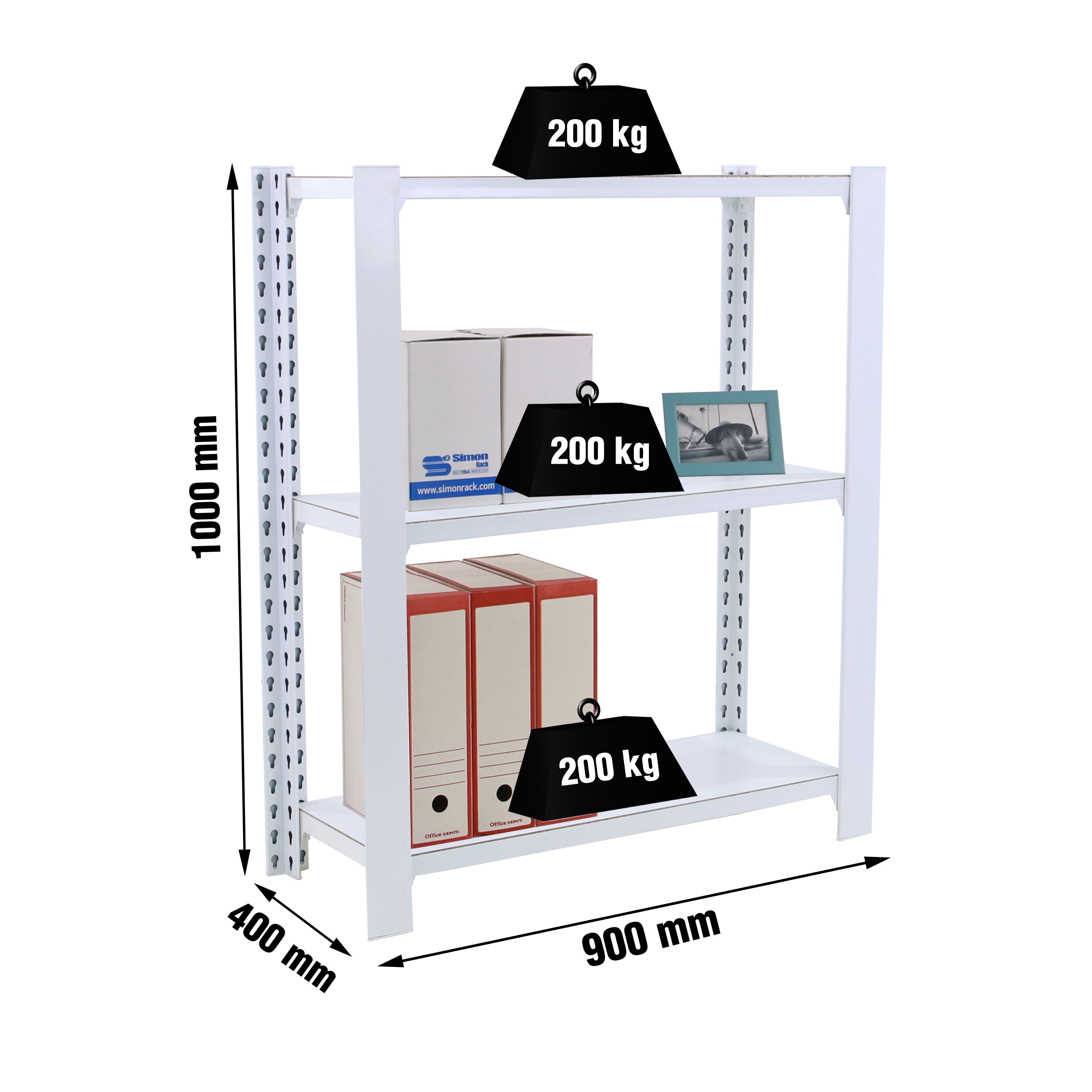 Estantería SIMONRACK Officlick 3/400 wood i.m. Blanco/blanco