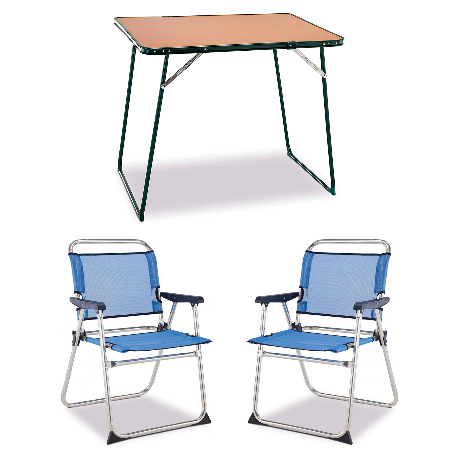Solenny Mesa Plegable de Camping Multiusos Solenny 80x60 Cm Pack Camping | 2 Sillas Plegables Altas de 58x54x81 Cm | Mes