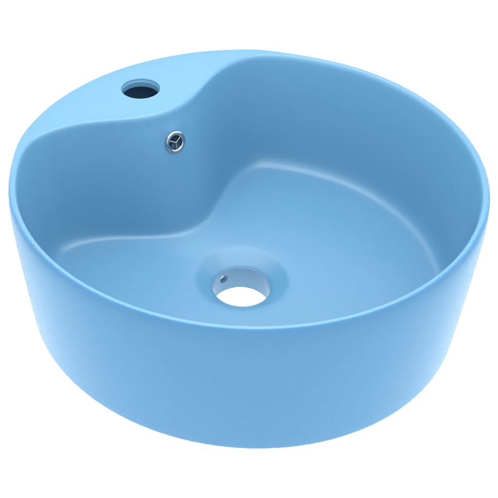 vidaXL Lavabo Lujo con Rebosadero Cerámica Mate 36x13 cm Tocador Color matte light blue,  matte dark blue,  matte white y mas
