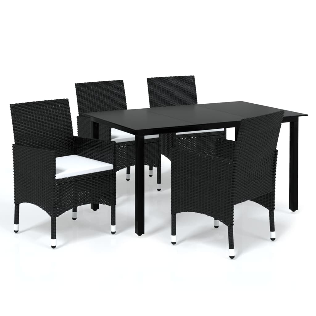 vidaXL Set comedor de jardín 5 pzas con cojines ratán sintético negro