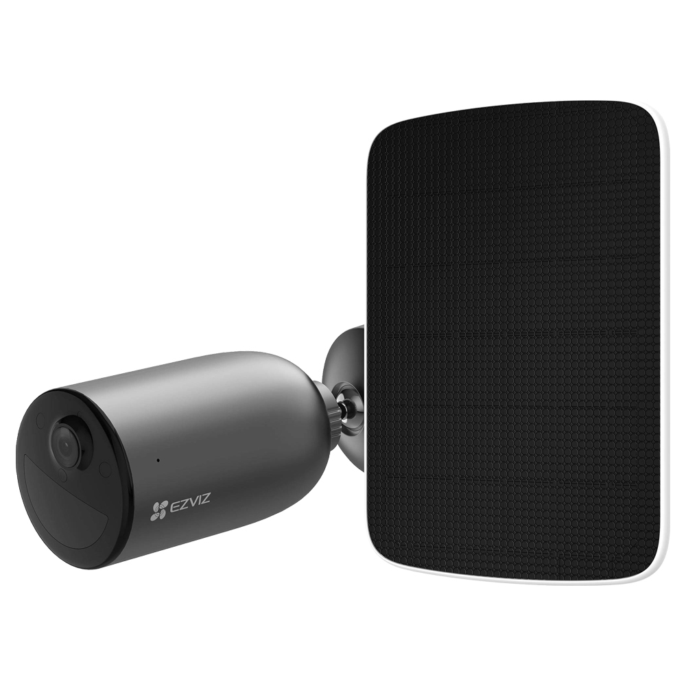 Ezviz EB3 + Panel Solar Cámara de seguridad exterior Resolución 2K Detección de movimiento de formas humanas Visión nocturna a color Comunicación bidireccional Defensa activa con sirena y luz estroboscópica