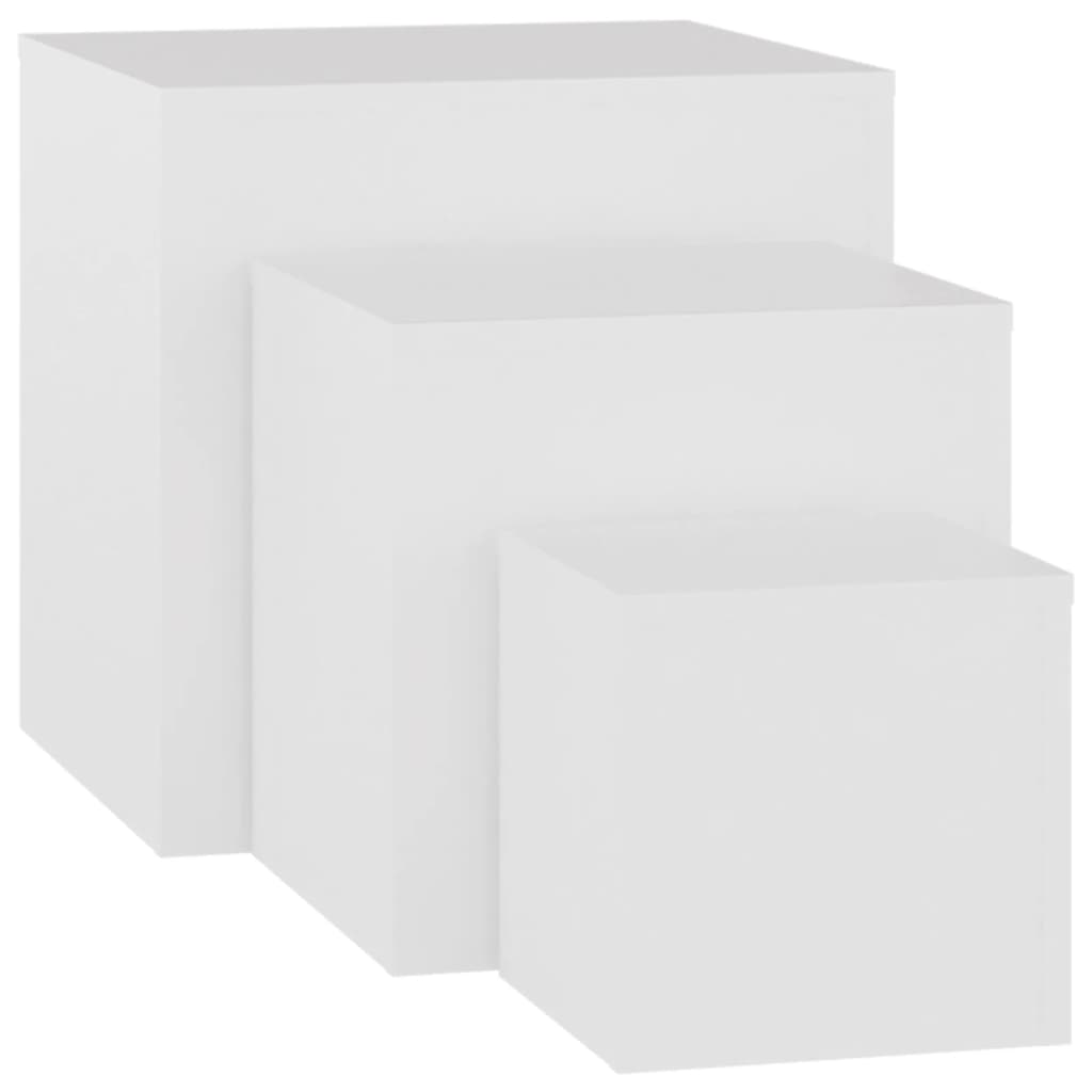 Vidaxl Mesitas Auxiliares 3 Piezas Madera Contrachapada - Blanco, Negro, Gris Hormigón