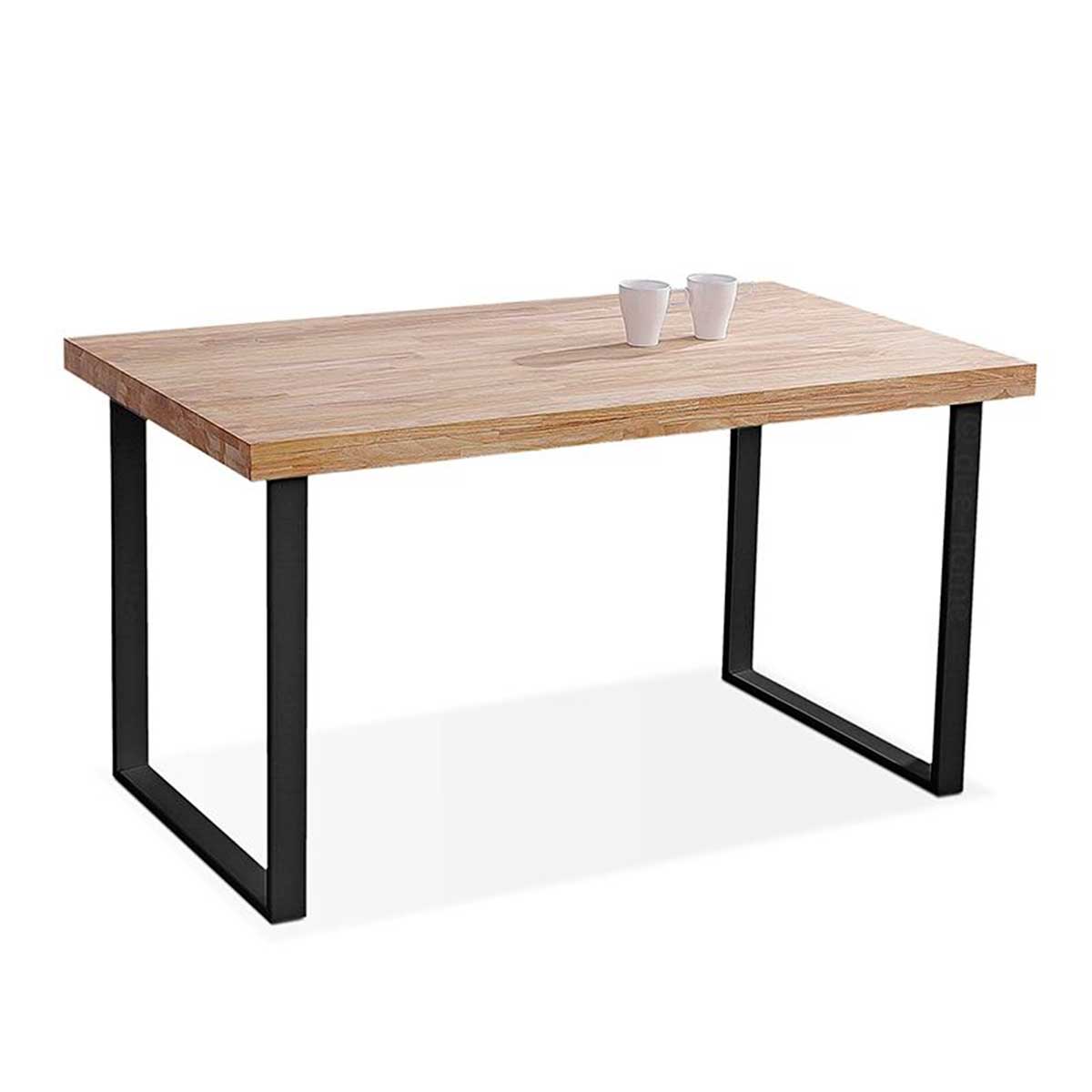 Mesa de comedor Natural patas en U madera de roble sostenible 76,5x140x80 cm Adec