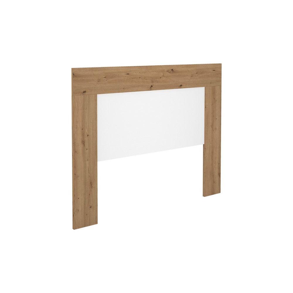 Cabezal para Cama de Matrimonio con patas, Color Blanco y Roble, Medidas: 160 cm (Ancho) x 130 cm (Alto) x 2,5 cm (Fondo)