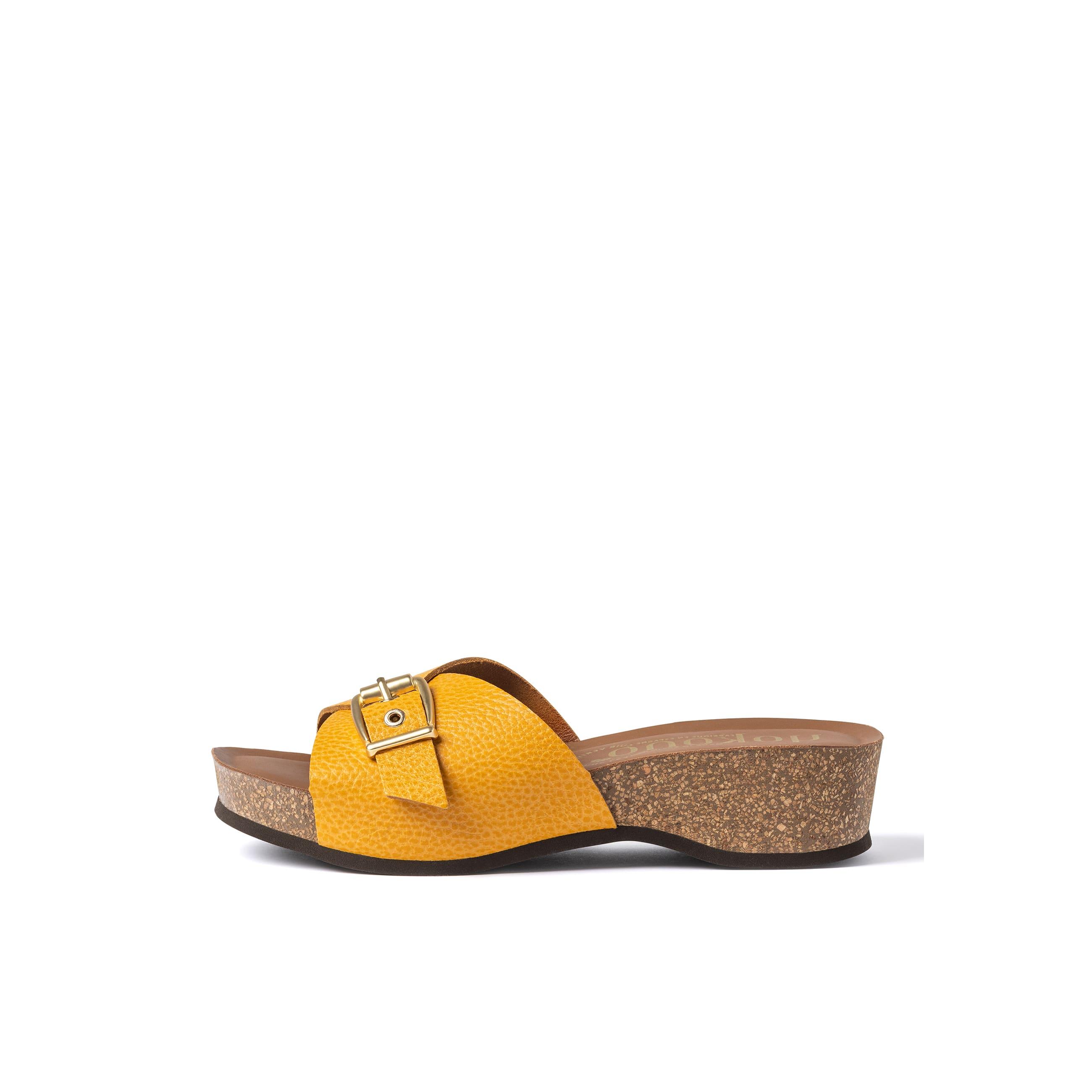 YOKONO Sandalia cuña BOGO-260 NARANJA | Zapatos mujer Primavera-Verano | Piel vacuna  Sandal | 4 CM