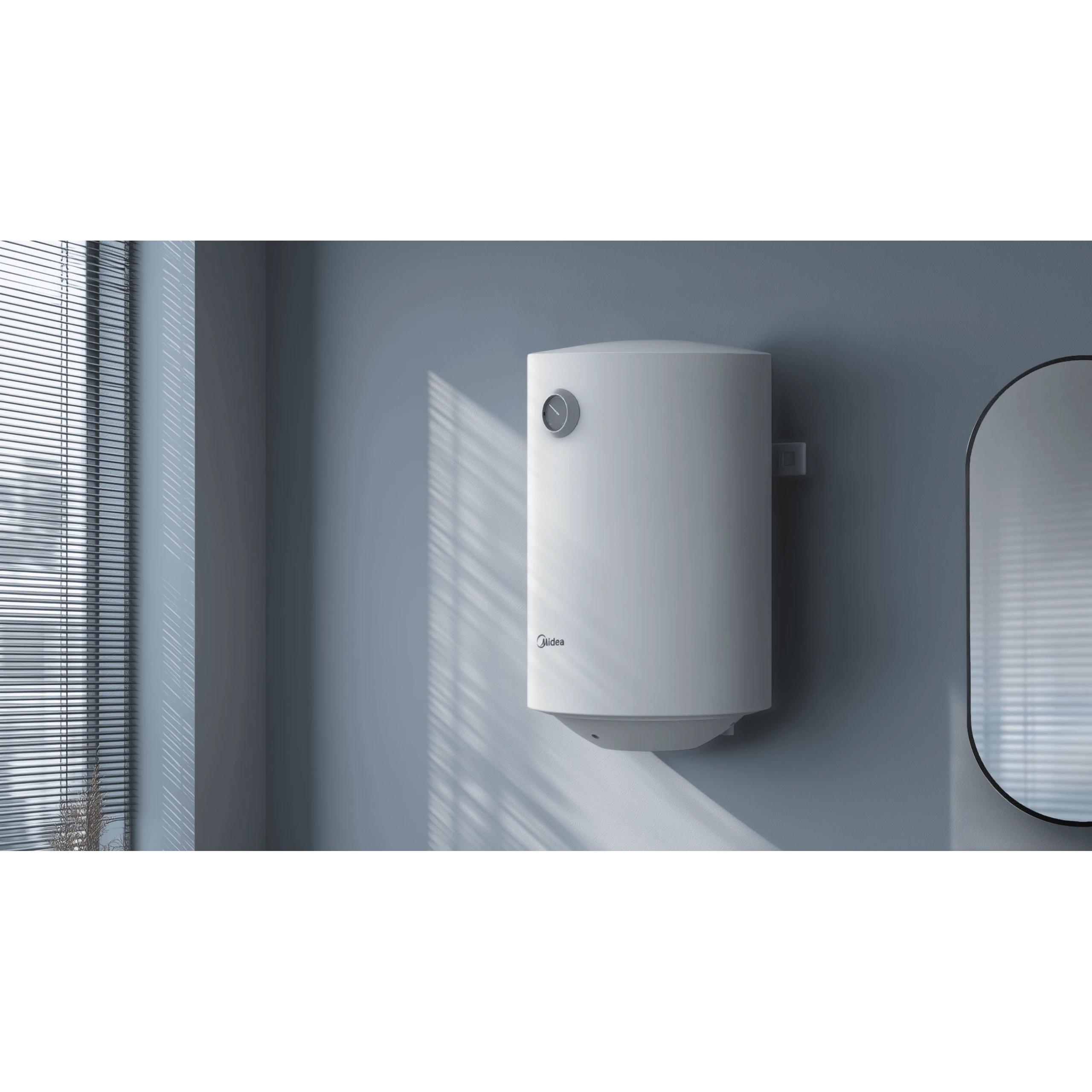 Termo agua caliente 30L Instalación vertical Midea D30-15FA5  | 1500W, 57cm, x 34cm, x 34cm, Blanco