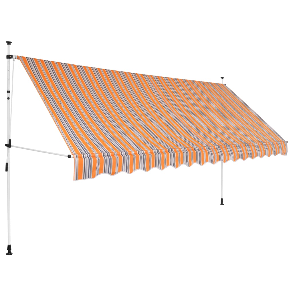 Vidaxl Toldo Retráctil Manual 350 Cm Protección Rayos UV - Azul y Blanco