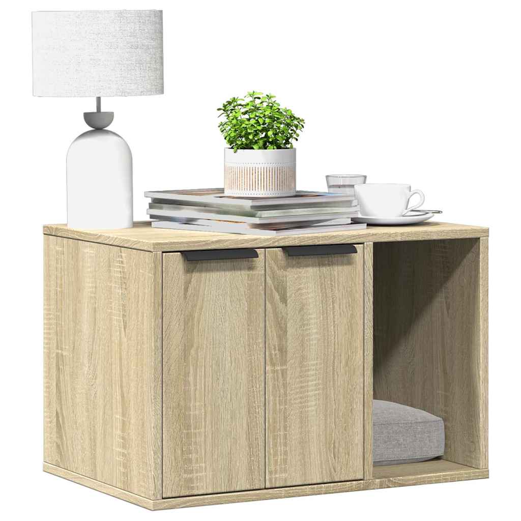 vidaXL Mueble arenero de gatos madera ingeniería 60x40x40 cm en color Negro/Gris hormigón/Madera antigua y más | almacenamiento funcional diseño moderno para baño dormitorio sala