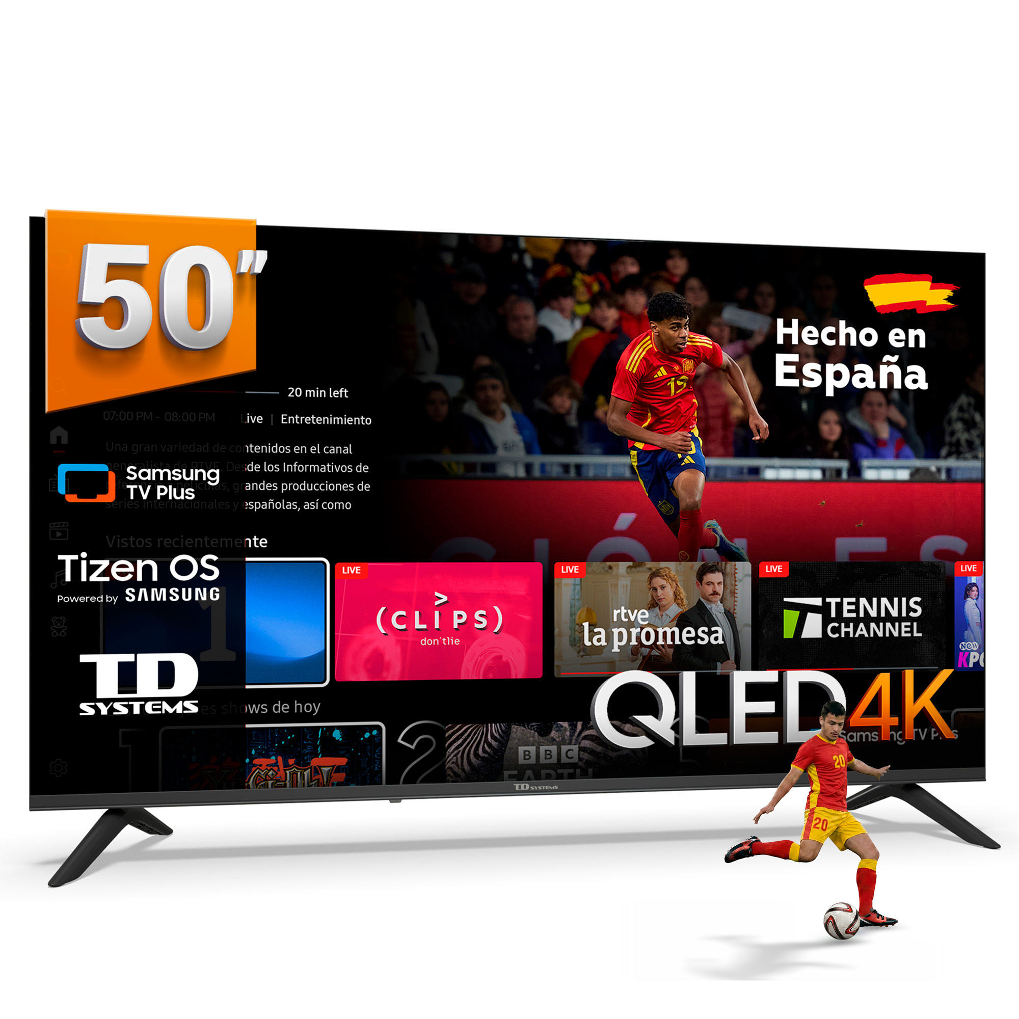 TD Systems - Smart TV 50 pulgadas Qled 4K con Tizen OS 8.0. Sintonizador triple (DVB-T2/C/S2). Televisores con Gaming Hub. Televisión del 2026. Compatible con Prime Video, Netflix, Movistar+, HBO, y más Apps - PRIME50QC22TIZEN