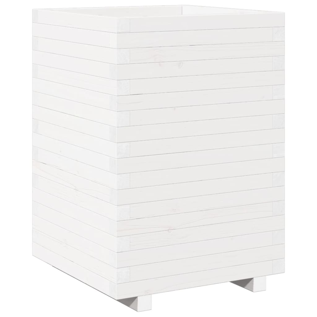 vidaXL Jardinera madera de pino impregnada 50x50x72,5 cm Color Pino natural,  Blanco,  Marrón cera y mas