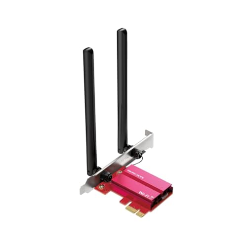 Mercusys BE6500 - Adaptador WiFi 7 Bluetooth 5.4 PCIe, tribanda, 6 GHz, velocidad más rápida y cobertura más amplia, seguridad WPA3, MLO, BT5.4, OFDMA, Multi-RUs, antenas de alto rendimiento, Windows