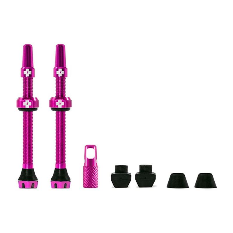 Muc-Off - Juego de Válvulas V2 Tubeless 60 mm para bicicleta, de aluminio 7075 resistente, con sistema de flujo de aire libre y ranura Allen de 4 mm para instalación fácil, color rosa