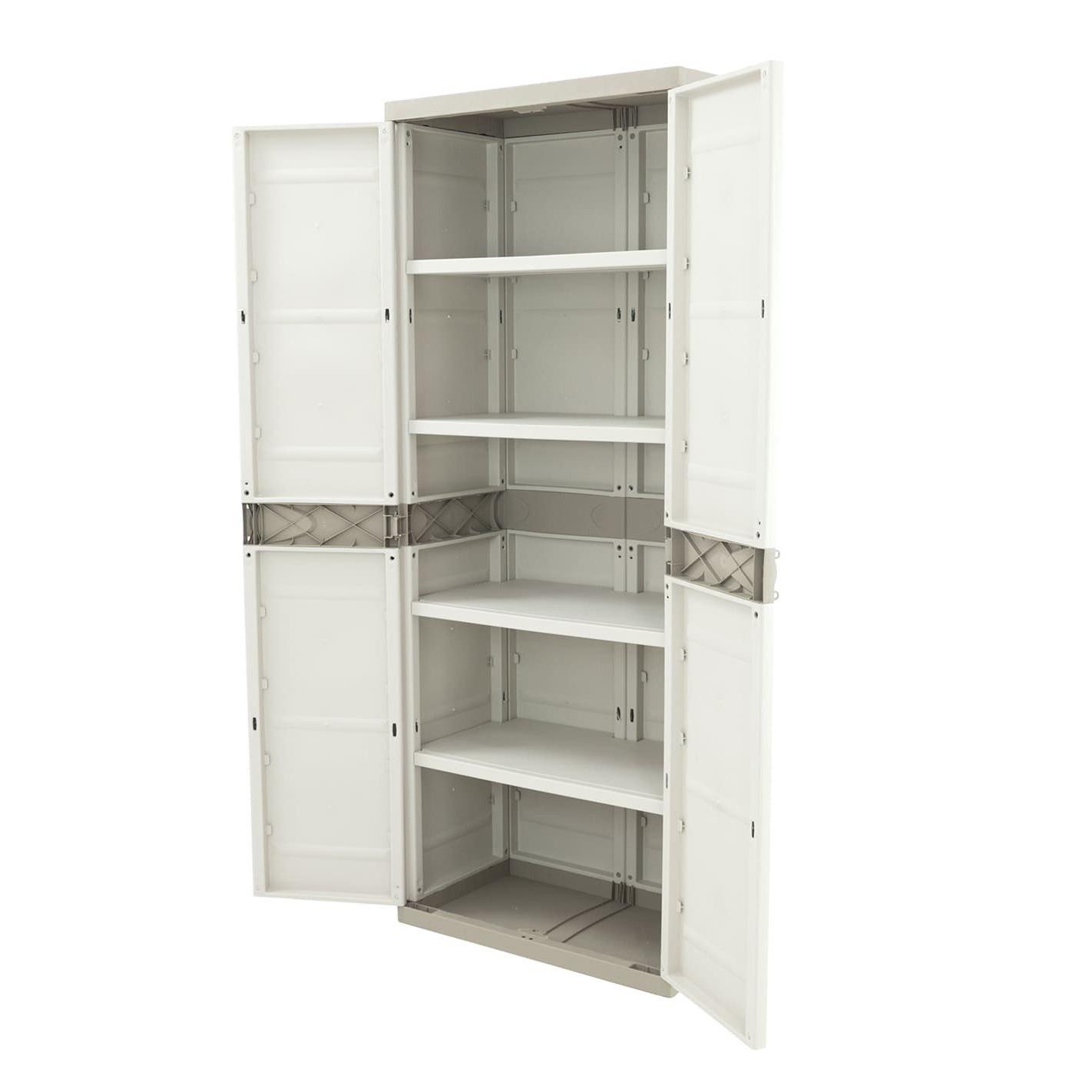 Armario de 4 estantes de Resina | Titanium Beige | Almacenaje Exterior e Interior | 70x44x176 cm