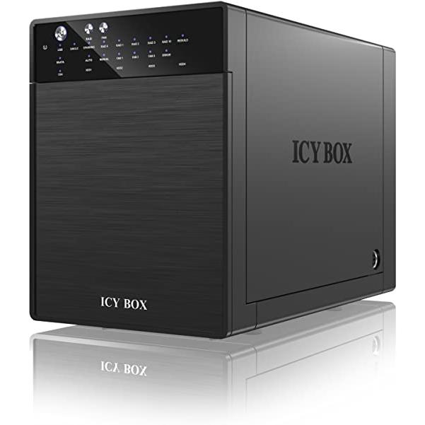 Raidsonic Icybox Gabinete Externo de 4 Bahías para Discos Duros SATA de 3,5" - Almacenamiento Seguro