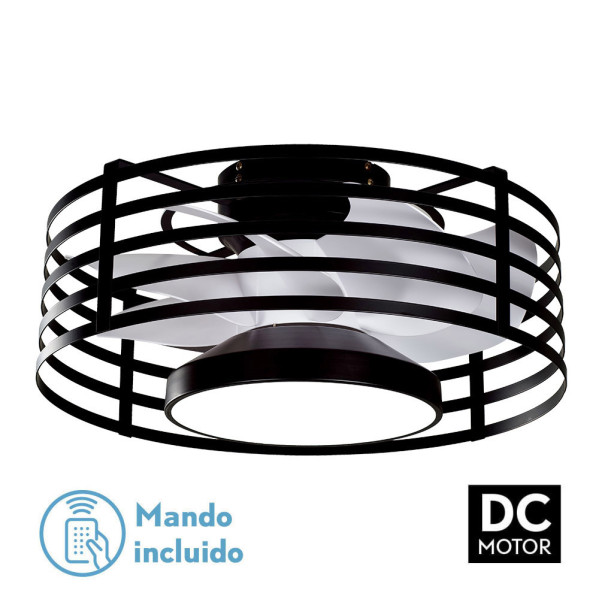 FABRILAMP Ventilador 22w Dc Xaloc Negro 7Aspas Blancas 6vel 3000-4000-6500 28x57,8x57,8cm C/remoto, Memoria Y Temporizador