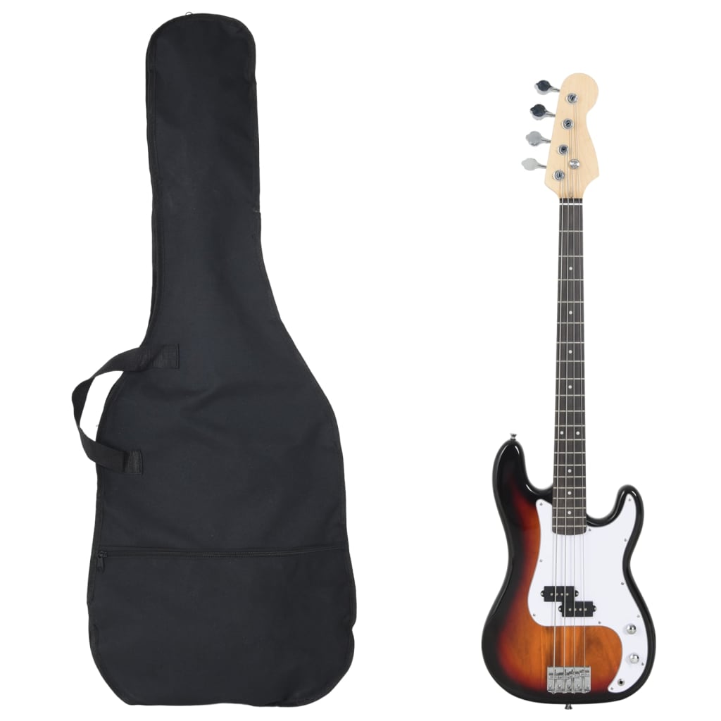 vidaXL Bajo Eléctrico para Principiantes con Funda Guitarra 4/4 46" Color Negro,  Marrón y blanco, y mas