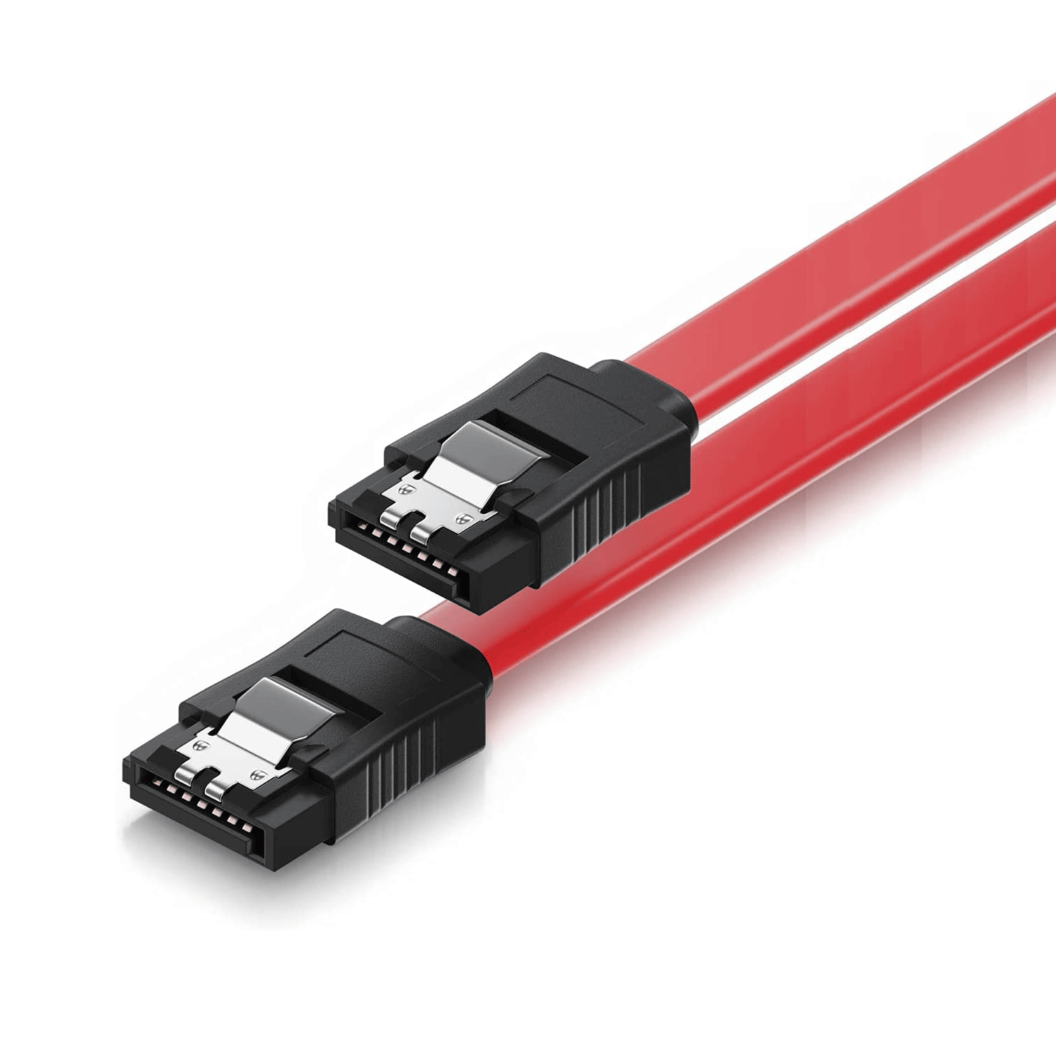 CABLEPELADO Cable SATA II | Cable de Datos | SATA II Serial ATA 3.0 Gbit/s | Cable sata plano | Cable de Conexión interno HDD SSD disco duro | Sata conexón recto | Rojo (Con anclajes)