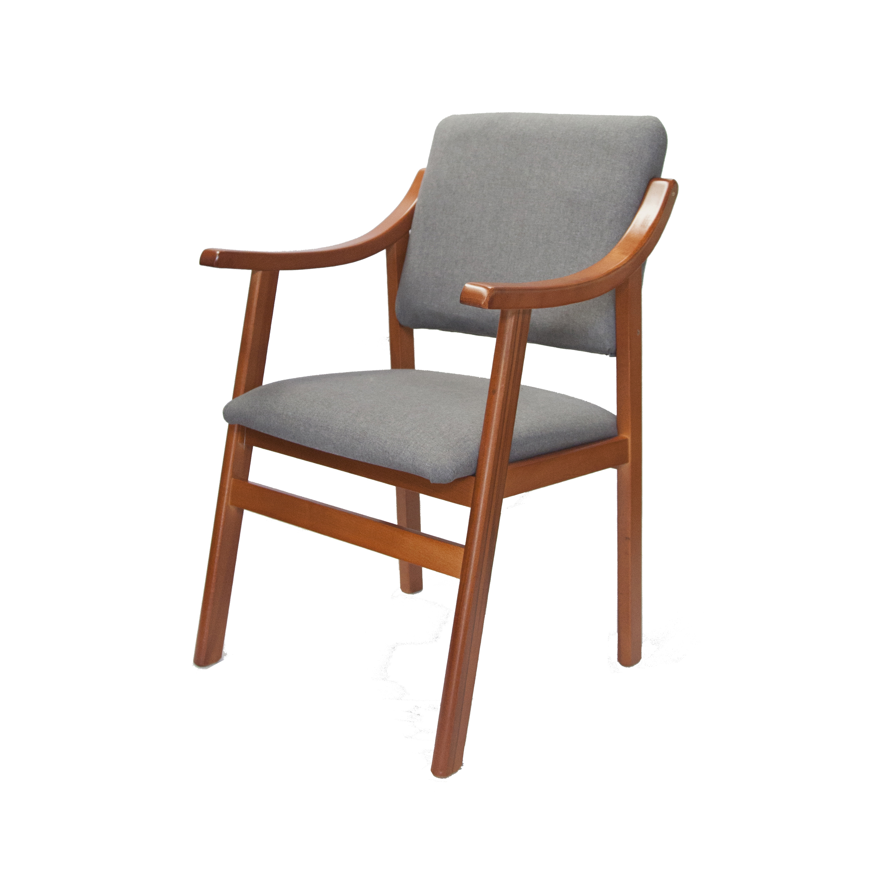Sueña y Descansa Sillón reforzado con brazos de madera de haya en color cerezo tapizado en marengo
