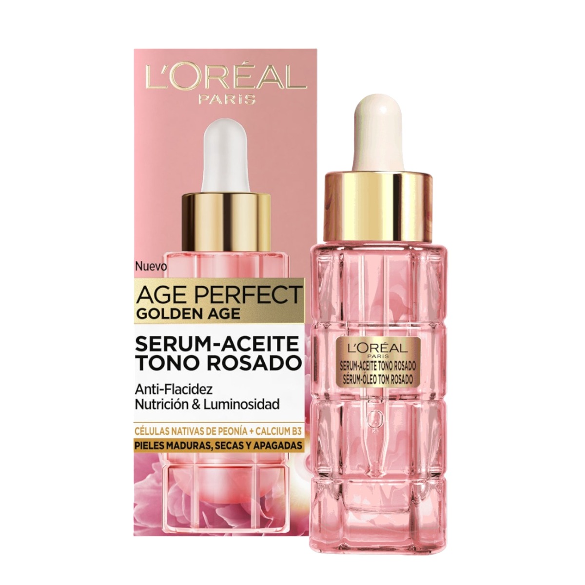 L'Oreal París Maquillaje - L'ORÉAL PARIS Age Perfect Golden Age sérum-aceite tono rosado Anti-flacidez Nutrición & Luminosidad dosificador para pieles maduras, secas y apagadas 30 ml