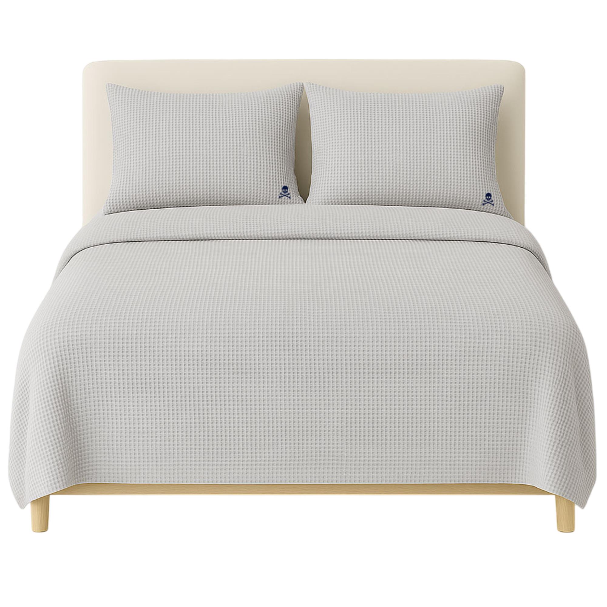 Scalpers Home Juego de cama 100% algodón gris oscuro & gris claro Skulls (funda nórdica 260x240cm + 2 fundas almohada 50x105cm)