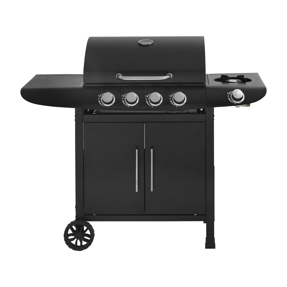 Habitat y Jardin - Barbacoa de gas "Feria 5" - 5 fuegos incluido 1 lateral - 14,5 kW - Negro